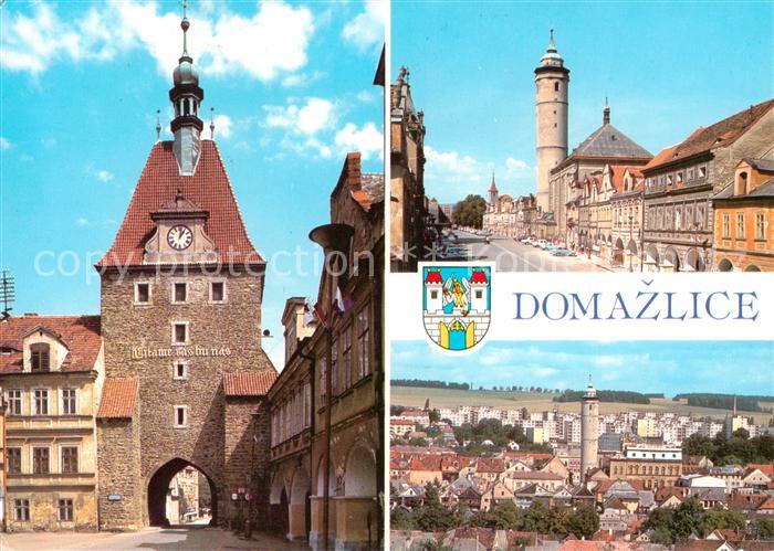 Domazlice CZ Stadttor Zentrum Turm Stadtpanorama