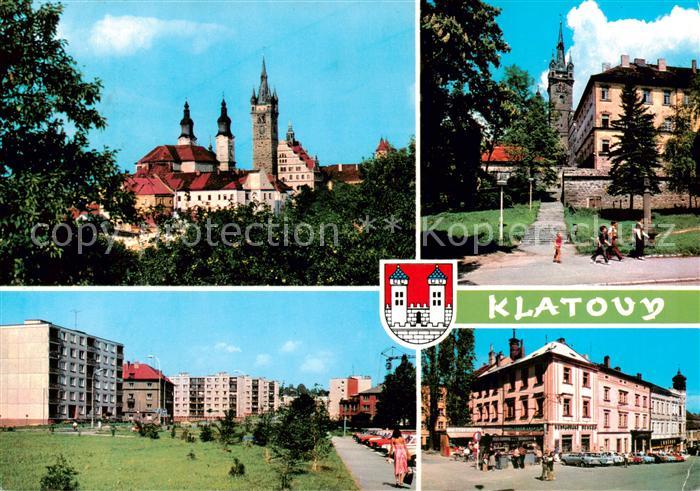 Klatovy Klattau CZ Stadtansichten Kirche Altstadt Neubauten Wohnsiedlung