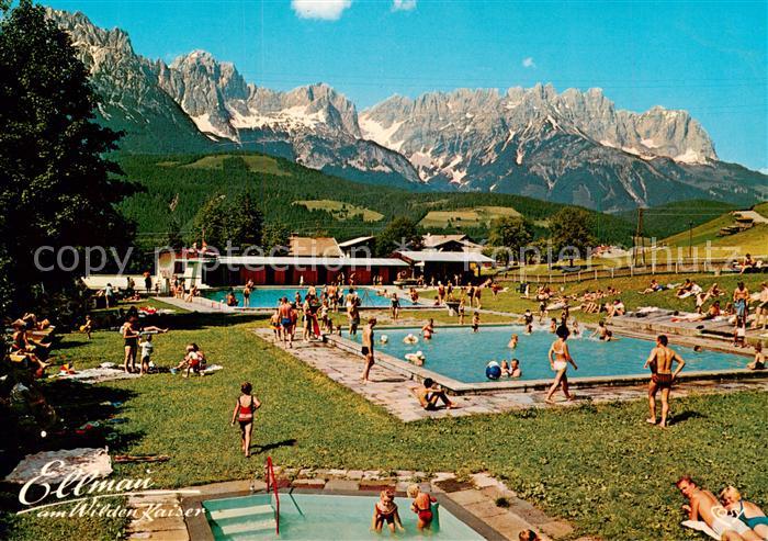 Ellmau Elmau Tirol AT Alpenbad Freibad Kaisergebirge