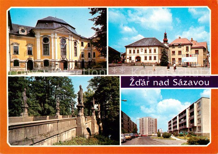 Zdar nad Sazavou Saar CZ Museum Gottwald Platz Barock Skulpturen Schlossbruecke