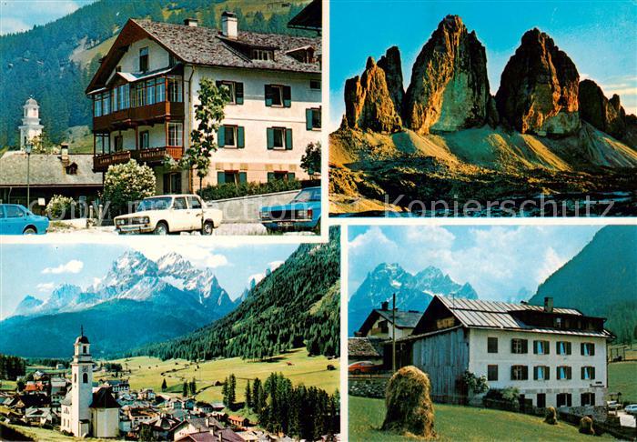 Sexten Sesto Suedtirol IT Hotel Bergsteiger Ortsansicht mit Kirche Dolomiten