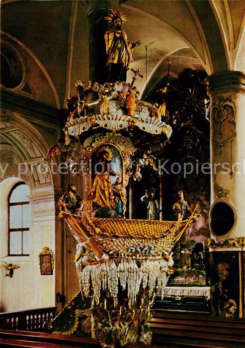 Traunkirchen AT Inneres der Wallfahrtskirche Fischerkanzel