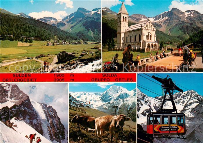 Sulden Solda Trentino-Alto-Adige IT Dorf am Ortler Vinschgau Kirche Kabinenbahn