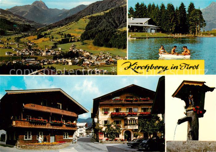 Kirchberg Tirol AT Panorama Blick gegen Rettenstein Badesee Strassenmotiv Hotel