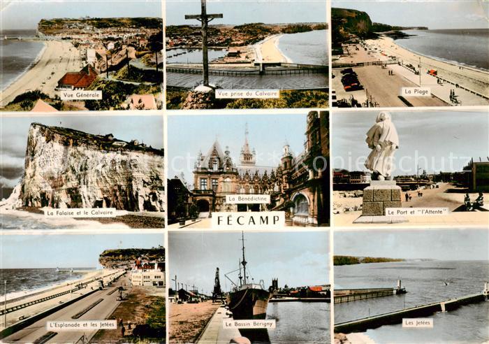 Fecamp 76 Vue generale Vue prise du Calvaire La Plage La Falaise et le Calvaire