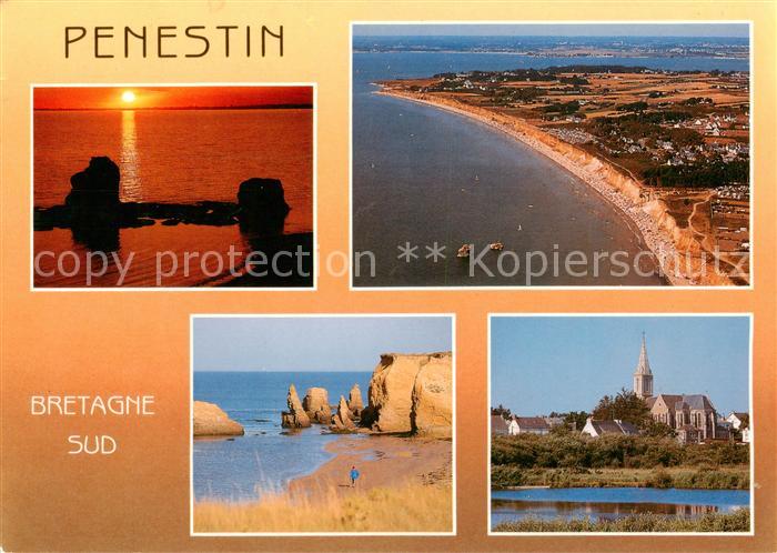 Penestin 56 Morbihan La plage les falaises et l'eglise