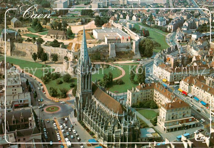 Caen Vue aerienne Eglise Saint Pierre le chateau et l'universite