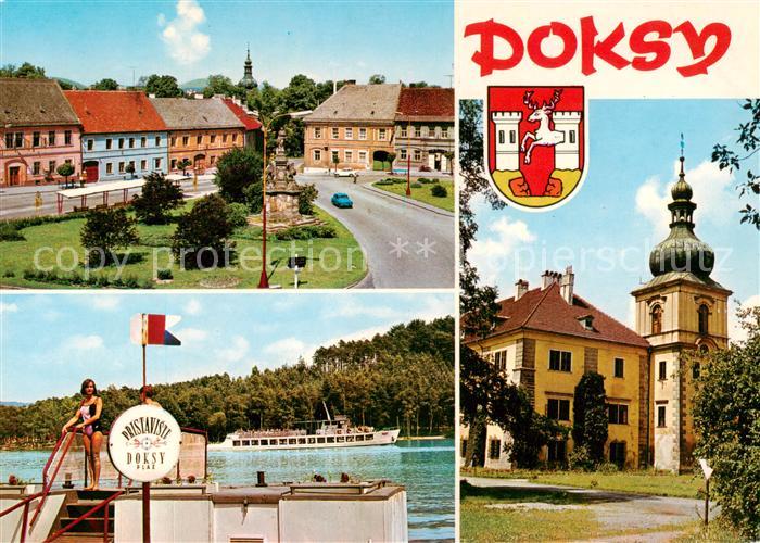 Doksy Hirschberg See CZ Ortsansicht Kirche Pristaviste Doksy Plaz
