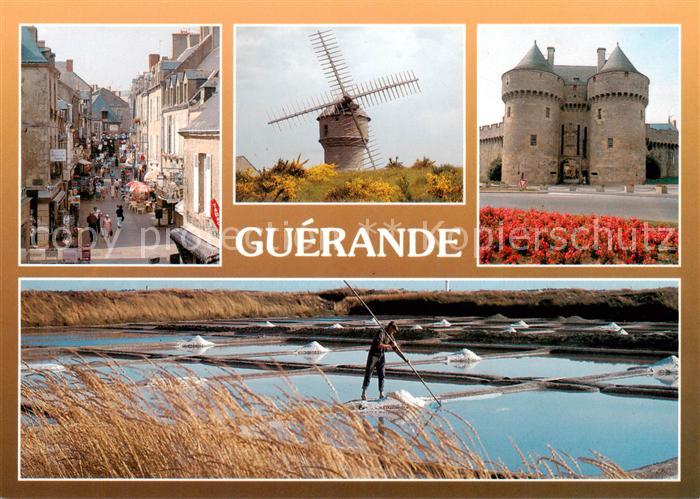 Guerande 44 La Grand Rue le moulin du Diable la Porte St Michel et les marais sa