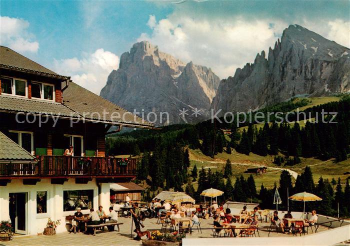 Seiseralm Alpe di Siusi Trentino IT Hotel Saltria Freiterrasse Panorama