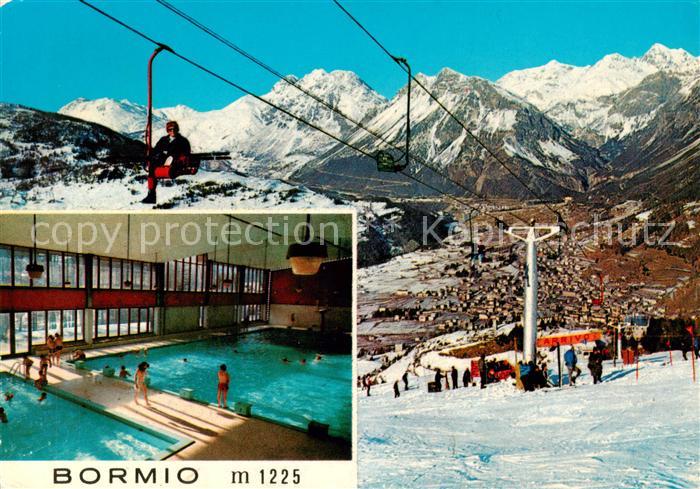 Bormio Panorama Wintersportplatz Skipiste Hallenbad Alpenpanorama