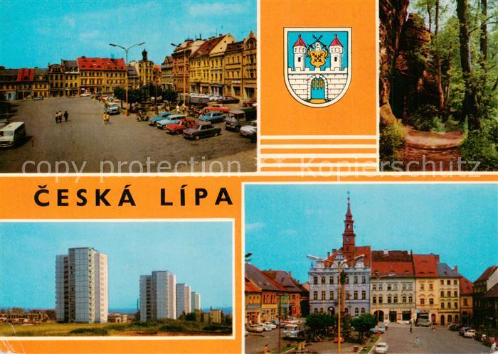 Ceska Lipa Boehmisch Leipa CZ Stadtzentrum Platz Innenstadt Wohnsiedlung Hochhae