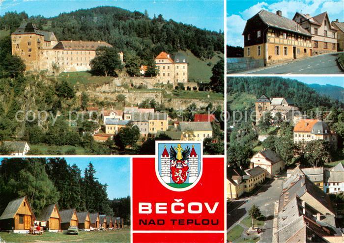 Becov nad Teplou CZ Stadtbild mit Burg und Schloss Ferienhaeuser
