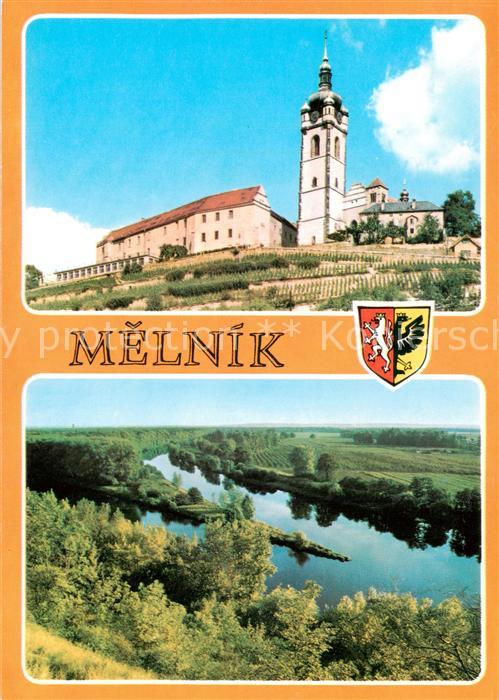 Melnik Czechia Zamek a soutok Vitavy s Labem Schloss Muendung der Moldau in die