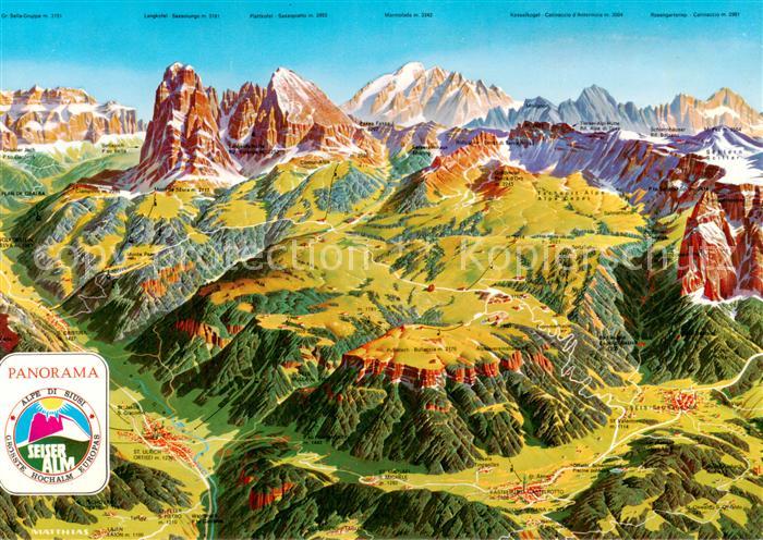 Seiseralm Alpe di Siusi Trentino IT Panorama Bergwelt Dolomiten aus der Vogelper