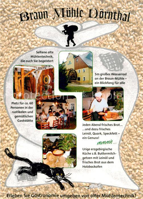 Doernthal-Pfaffroda Erzgebirge Braun Muehle Gaststaette Wasserrad