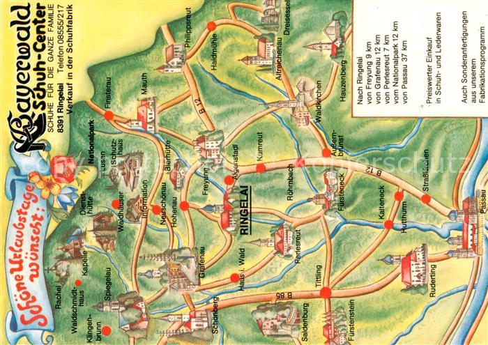 Ringelai und Umgebung Landkarte Werbung Bayerwald Schuh-Center