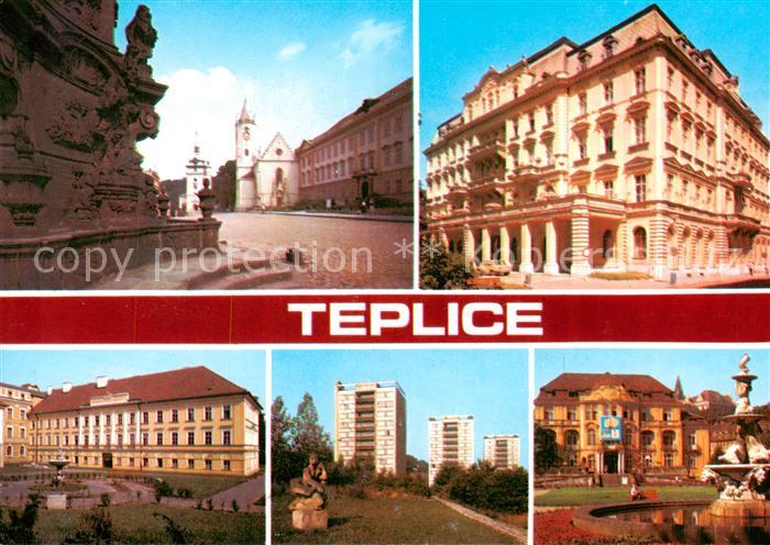 Teplice  Teplitz-Schoenau CZ Motive Stadtzentrum Brunnen Wohnsiedlung Hochhaeuse