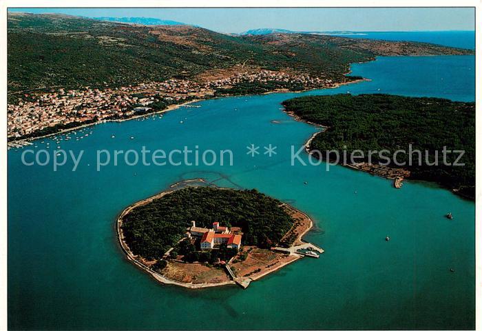 Punat Otok Kosljun Croatia Insel Fliegeraufnahme