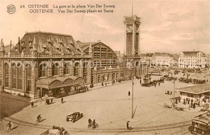 Ostende Oostende La gare et la place Van der Sweep