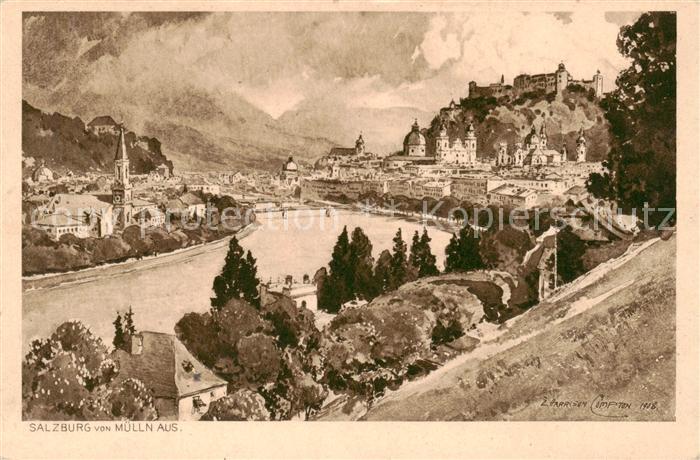 Salzburg  AT Blick von Muelln auf Festung