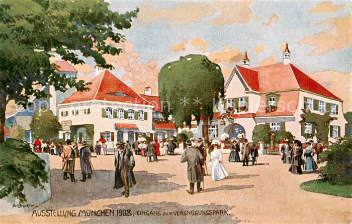Muenchen Bayern Ausstellung Muenchen 1908 Eingang zum Vergnuengungspark Kuenstle