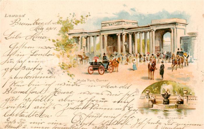 London  UK Hyde Park Corner The Serpentine Kuenstlerkarte