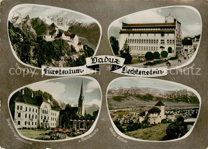 Vaduz Liechtenstein FL Schloss Rathaus Regierungsgebaeude Pfarrkirche