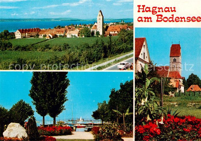 Hagnau Bodensee Ortsansicht mit Kirche Weinort Kurort Uferpromenade