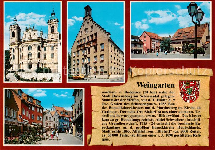 Weingarten Wuerttemberg Benediktinerbasilika Amtshaus Marktplatz Kornhaus Fussga