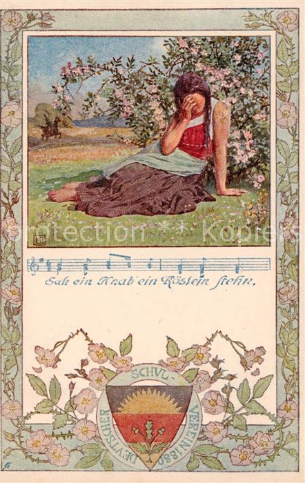 Liederkarte Sah ein Knab ein Roestein Strehn