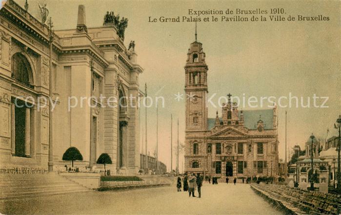 Exposition Bruxelles 1910 Le Grand Palais et le Pavillon de la Ville de Bruxelle