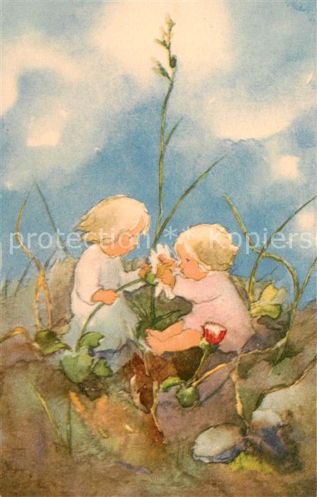 Kinder Child Enfants Litho Kinder Bluemen