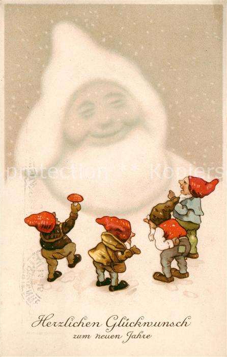 Zwerge Dwarfs Nains Glueckwunsch zum Neujahr