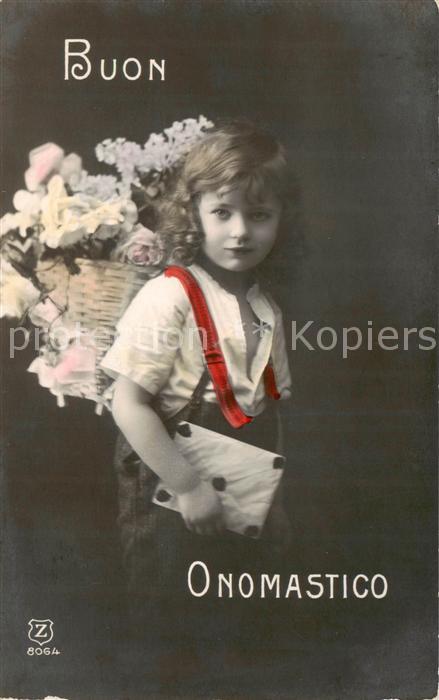 Geburtstag Z Nr. 8064 Kind Junge Korb Blumen Brief