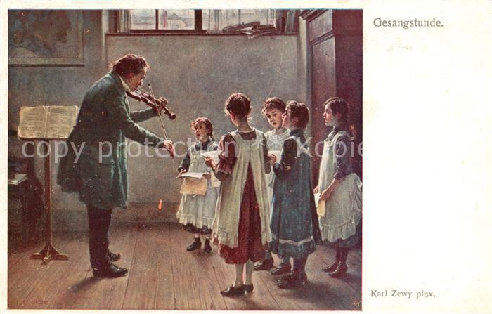 Verlag Wiener Kunst Nr. Nr. 1267 Gesangstunde Karl Zewy pinx