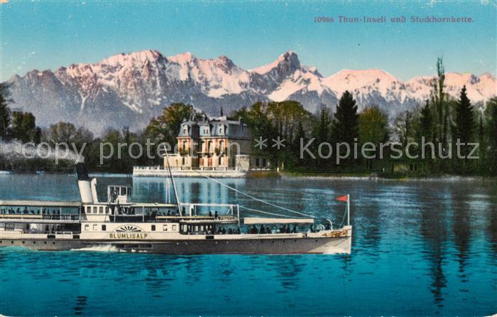 Dampfer Seitenrad Bluemlisalp Thun Inseli und Stockhornkette