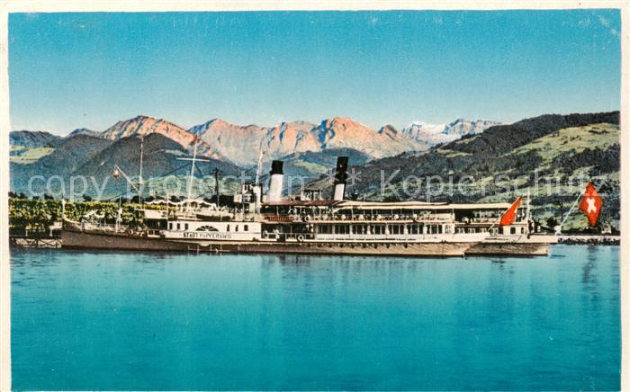 Dampfer Seitenrad Stadt Raprerswil am Zuerichsee
