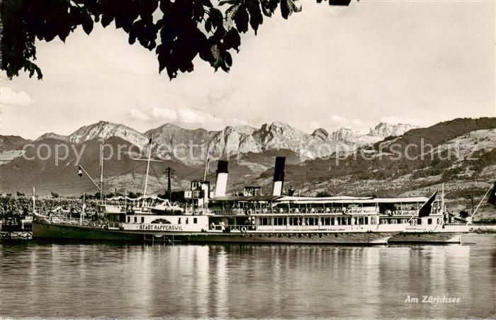Dampfer Seitenrad Stadtz Rapperswil Am Zuerichsee