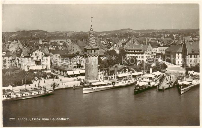 Dampfer Binnenschifffahrt Lindau Blick vom Leuchtturm