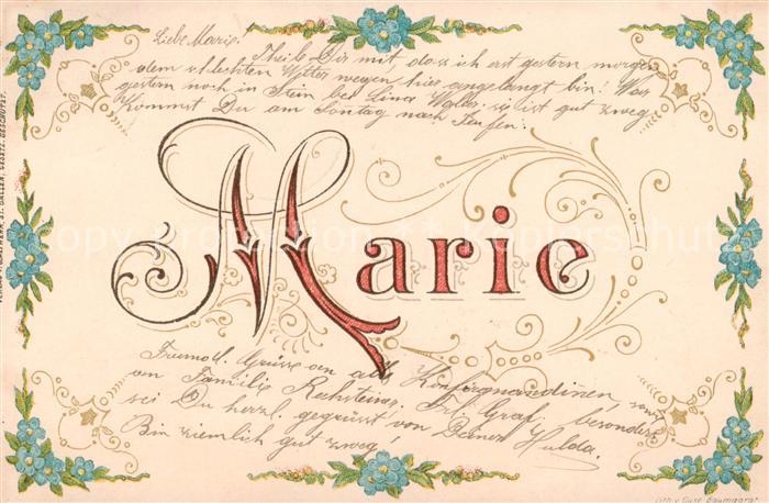 Namenskarte Namenstag Marie