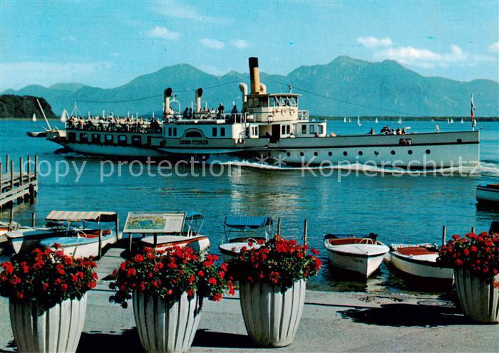 Dampfer Seitenrad Am Chiemsee Ludwig Fessler