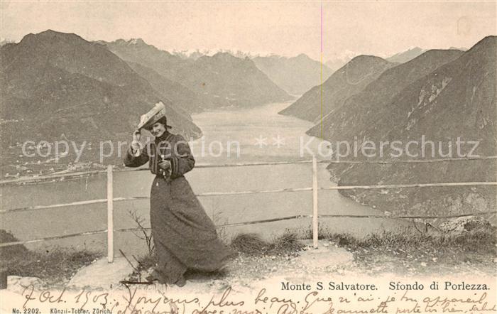 Porlezza Lago di Lugano Monte San Salvatore Aussichtspunkt Trachten Fernsicht Al