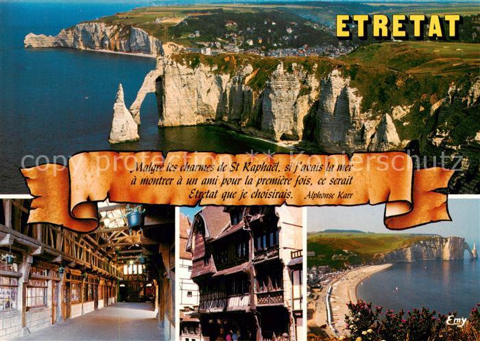 Etretat 76 Vue Generale aérienne sur les falaises Vieilles halles Plage Falaise