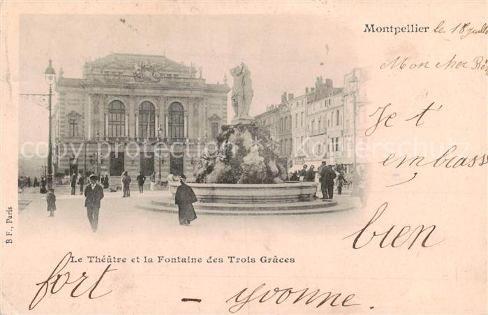 Montpellier Herault Théâtre et Fontaine des Trois Grâces