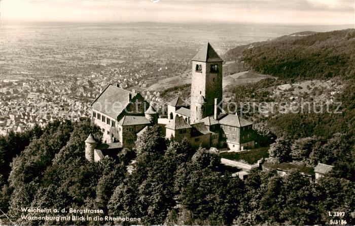 Weinheim Bergstrasse Wachenburg mit Blick in die Rheinebene