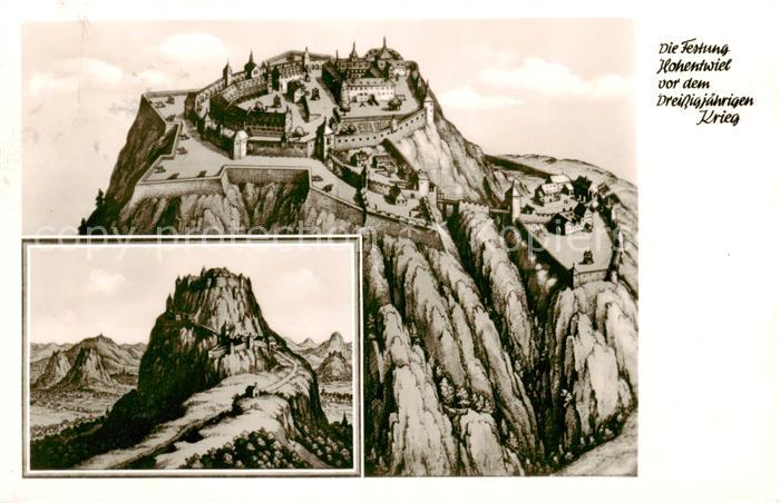 Singen Hohentwiel Festung Hohenwiel vor dem Dreissigjaehrigen Krieg Kuenstlerkar