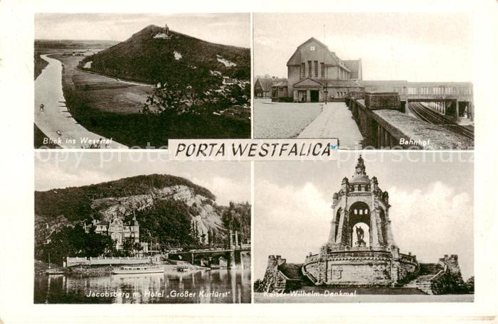 Porta Westfalica Blick ins Wesertal Bahnhof Jacobsberg Hotel Grosser Kurfuerst K