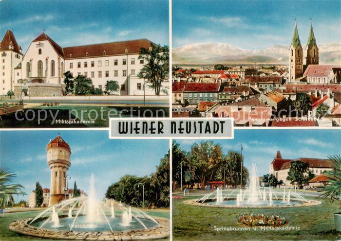 Wiener Neustadt AT Militaerakademie Panorama gegen Schneeberg Wasserturm Springb
