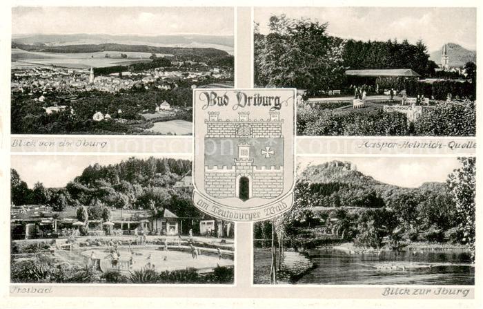 Bad Driburg Blick von der Iburg Kaspar Heinrich Quelle Freibad Blick zur Iburg